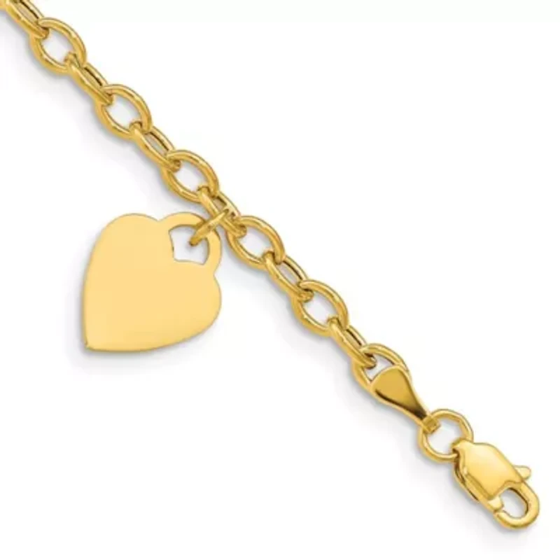 14K Yellow Gold Dangle Heart Child's Bracelet