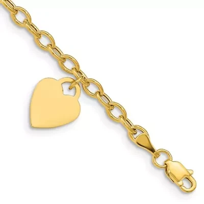 14K Yellow Gold Dangle Heart Child's Bracelet