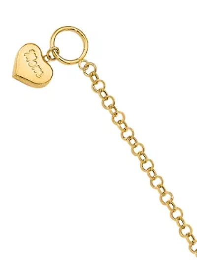 Puffed Mom Heart Toggle bracelet in 14K Yellow Gold