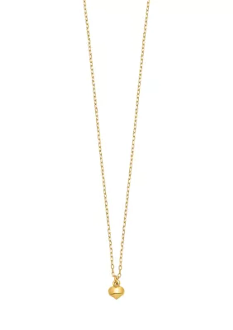 16.5 Inch Polished Puffed Heart Necklace in 14K Yellow Gold
