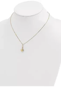 Heart with Bead Necklace in 14K Yellow Gold 