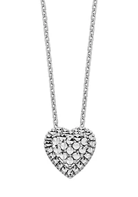 14K White Gold Diamond Cut Heart Slide Necklace