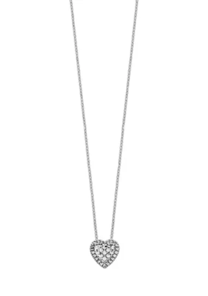 14K White Gold Diamond Cut Heart Slide Necklace
