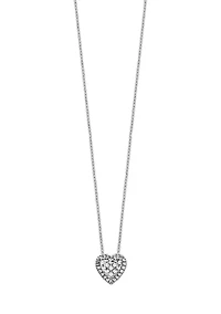 14K White Gold Diamond Cut Heart Slide Necklace