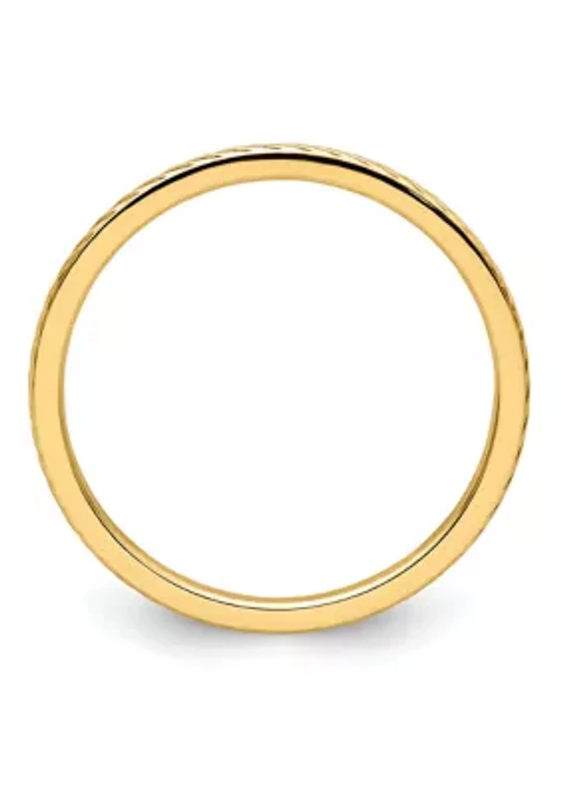 14K Gold 1.2mm Twisted Wire Pattern Stackable Band