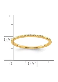 14K Gold 1.2mm Twisted Wire Pattern Stackable Band