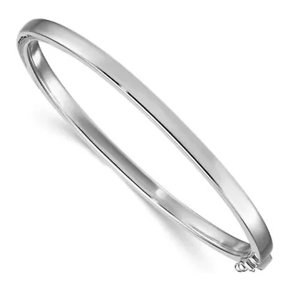 Sterling Silver Rhodium-plated 4mm Flat Bangle