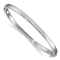 Sterling Silver Rhodium-plated 4mm Flat Bangle