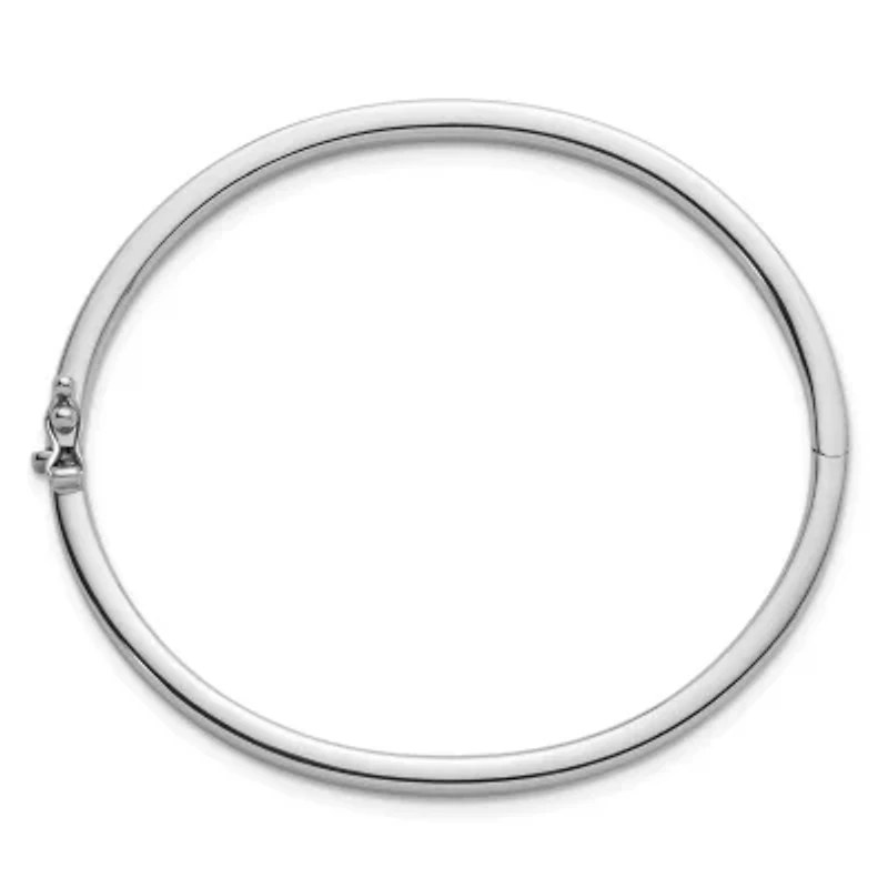 Sterling Silver Rhodium-plated 4mm Flat Bangle