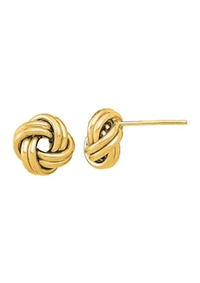 14K Yellow Gold Polished Double Love Knot Post Earrings