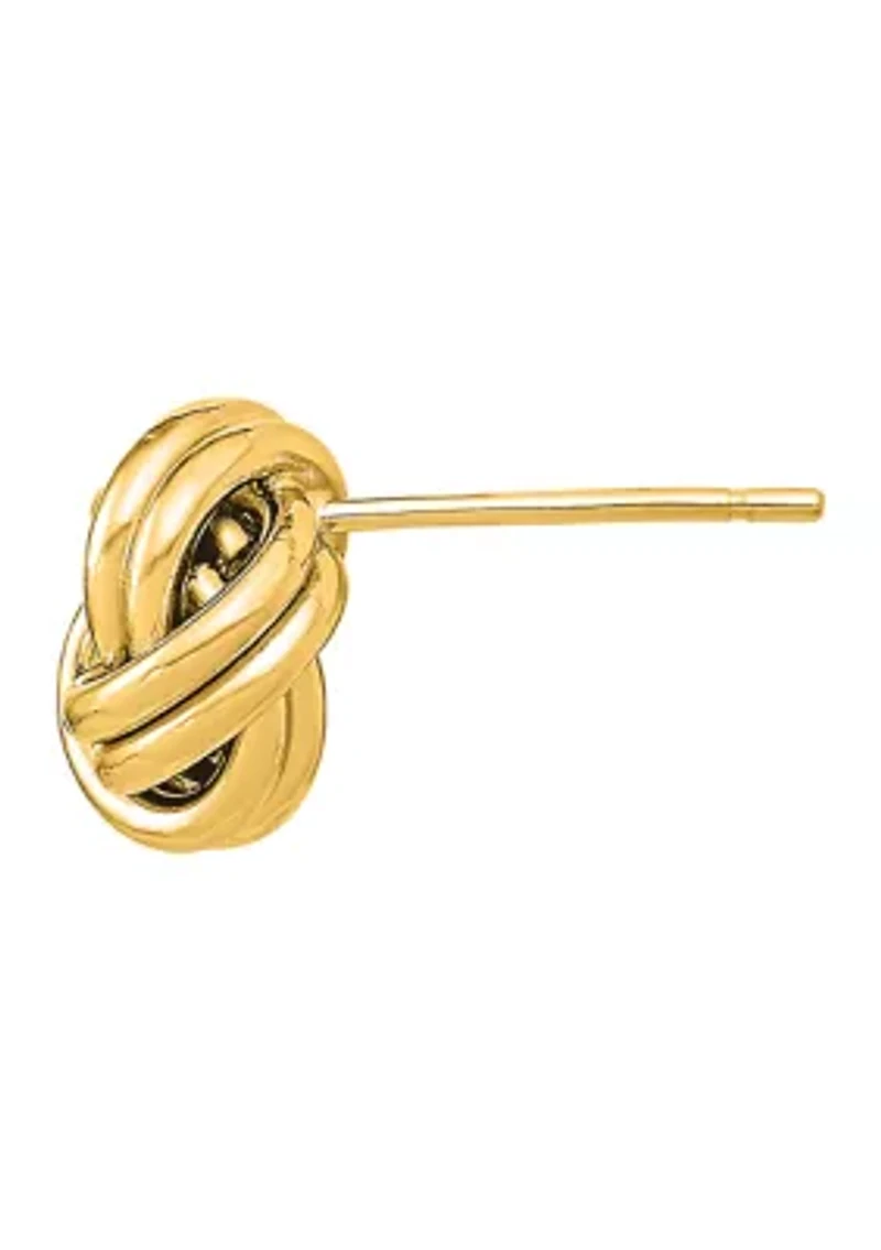 14K Yellow Gold Polished Double Love Knot Post Earrings