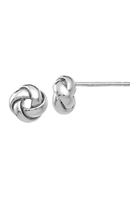 14K White Gold Polished Knot Post Earrings