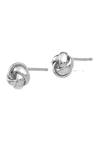14K White Gold Polished Knot Post Earrings