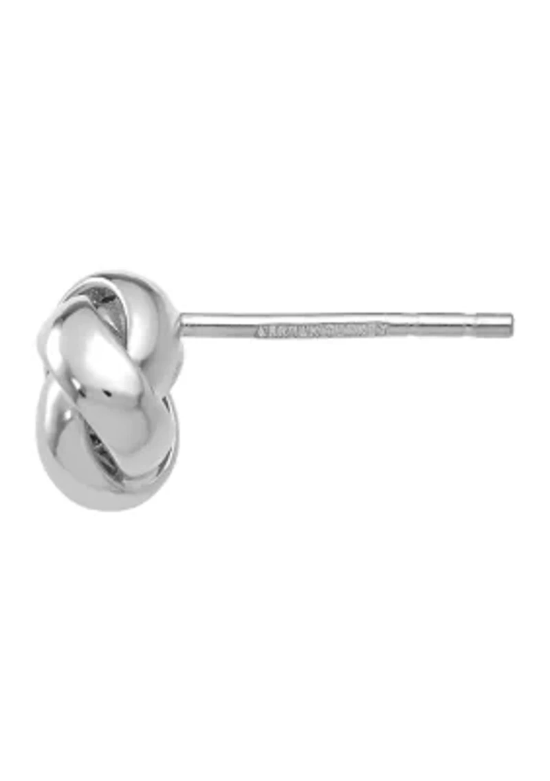14K White Gold Polished Knot Post Earrings