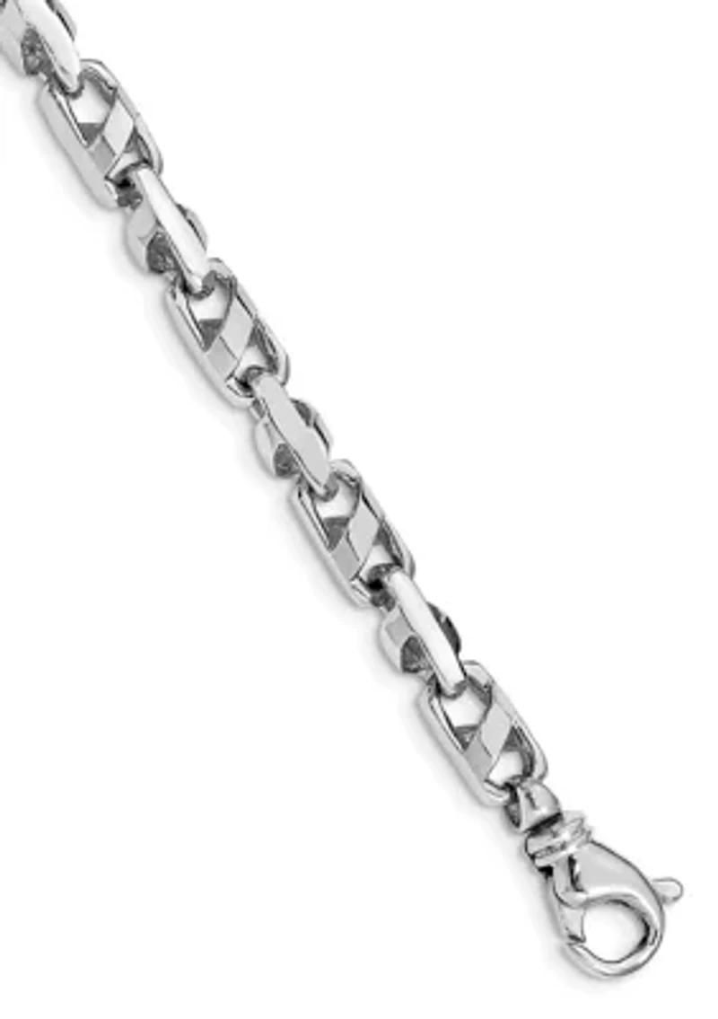 Mens 14K White Gold 5.5 Millimeter Fancy Link Bracelet