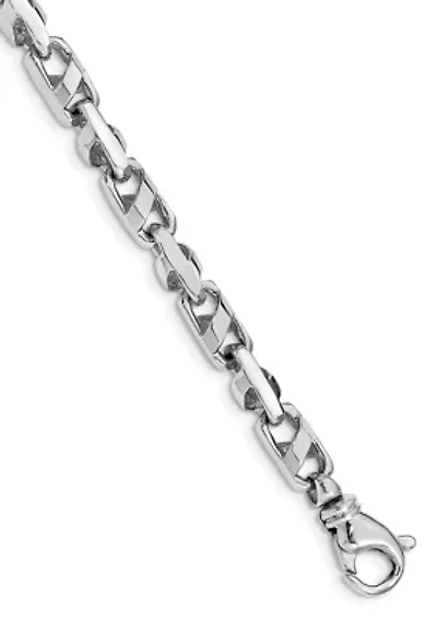 Mens 14K White Gold 5.5 Millimeter Fancy Link Bracelet