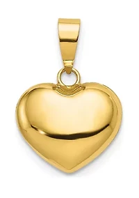 14K Yellow Gold Polished 3D Puffed Heart Pendant