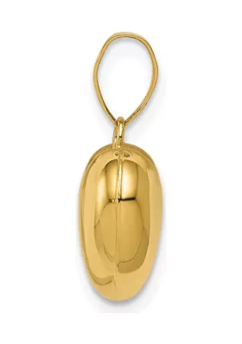 14K Yellow Gold Polished 3D Puffed Heart Pendant