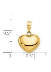 14K Yellow Gold Polished 3D Puffed Heart Pendant