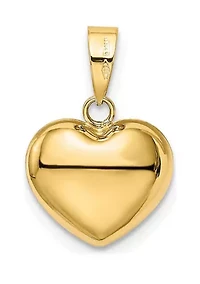 14K Yellow Gold Polished 3D Puffed Heart Pendant