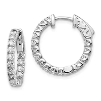 Lab Created 1.5 ct. t.w. Oro Spotlight Lab Grown Diamond Round Hoop with Safety Clasp Earrings in 14K White Gold