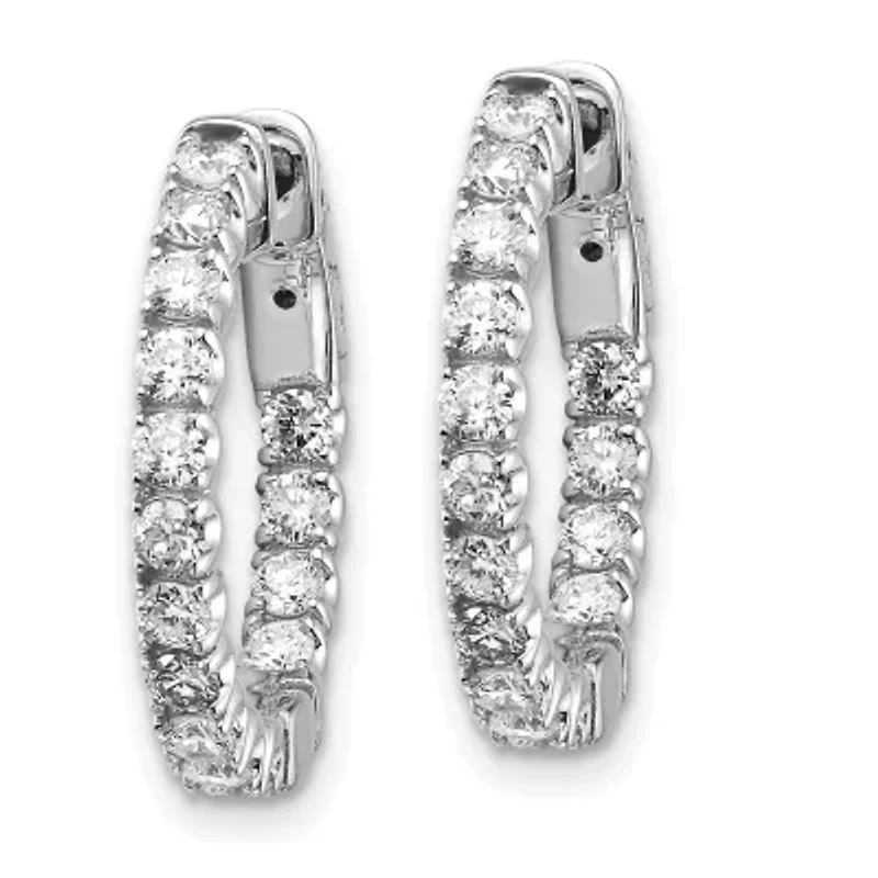 Lab Created 1.5 ct. t.w. Oro Spotlight Lab Grown Diamond Round Hoop with Safety Clasp Earrings in 14K White Gold