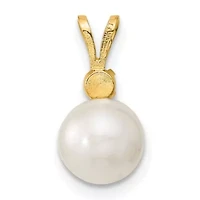 1/3 ct. t.w. Sapphire and 7-8mm White Freshwater Cultured Pearl Stud Earrings and Pendant in 14K Yellow Gold