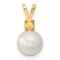 1/3 ct. t.w. Ruby and 7-8mm White Freshwater Cultured Pearl Stud Earrings and Pendant in 14K Yellow Gold