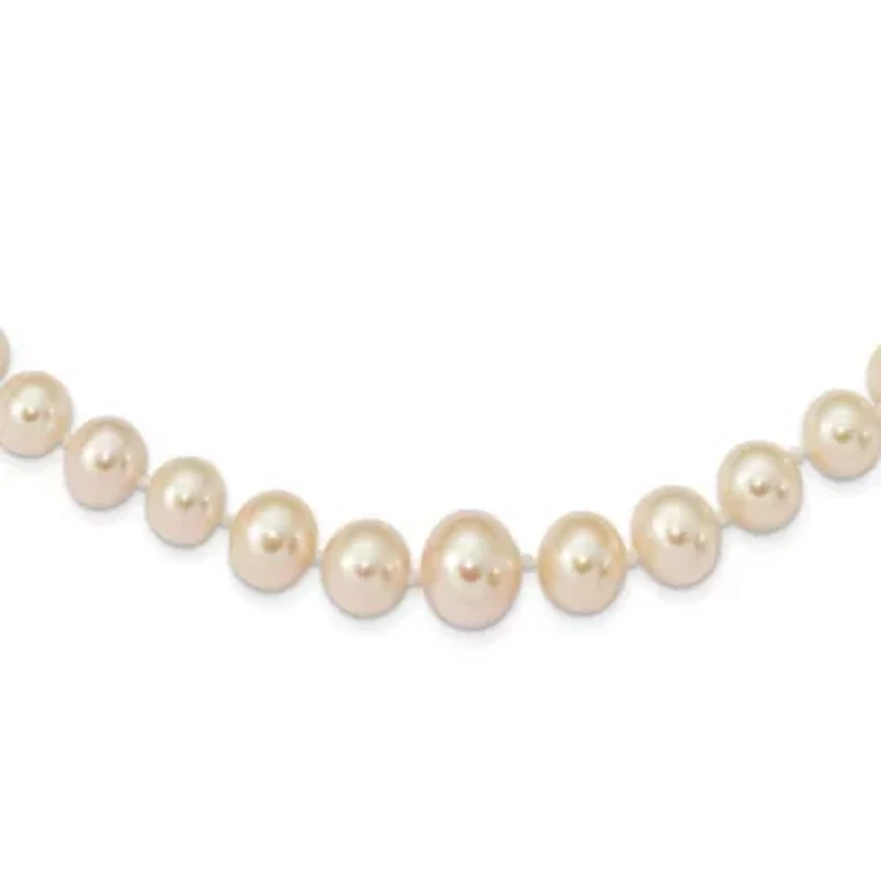 14K Yellow Gold 4-8mm White Freshwater Cultured Pearl Graduated Necklace