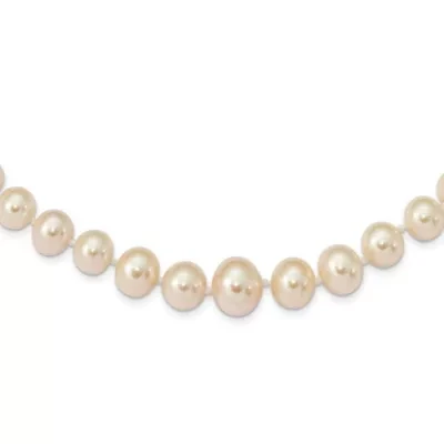 14K Yellow Gold 4-8mm White Freshwater Cultured Pearl Graduated Necklace