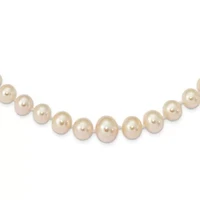 14K Yellow Gold 4-8mm White Freshwater Cultured Pearl Graduated Necklace