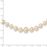 14K Yellow Gold 4-8mm White Freshwater Cultured Pearl Graduated Necklace