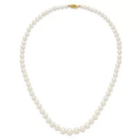 14K Yellow Gold 4-8mm White Freshwater Cultured Pearl Graduated Necklace