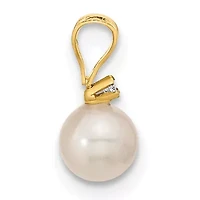 0.03 ct. t.w. Diamonds and 5-6mm Saltwater Akoya Cultured Pearl Earring and Pendant Set in 14K Yellow Gold