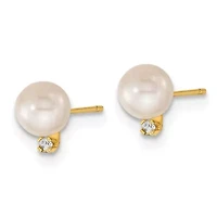0.03 ct. t.w. Diamonds and 5-6mm Saltwater Akoya Cultured Pearl Earring and Pendant Set in 14K Yellow Gold