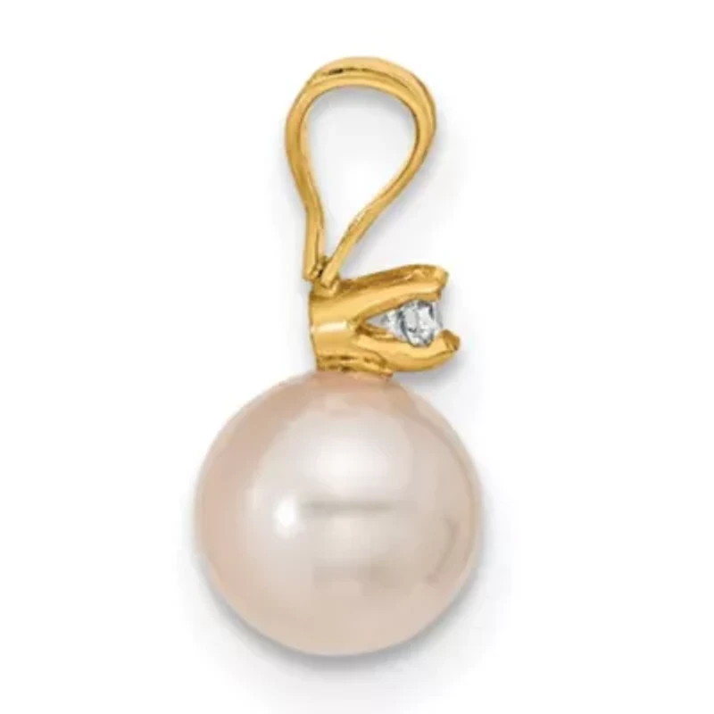 1/10 ct. t.w. Diamonds and 6-7mm Saltwater Akoya Cultured Pearl Earrings and Pendant Set in 14K Yellow Gold