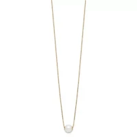 14K Yellow Gold 7-8mm Round White Freshwater Cultured Pearl 18 Inch Necklace