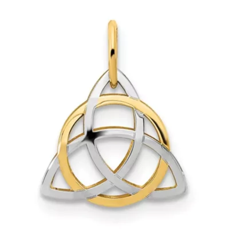 14K Yellow Gold with White Rhodium-plated Polished Celtic Pendant