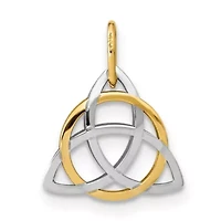 14K Yellow Gold with White Rhodium-plated Polished Celtic Pendant