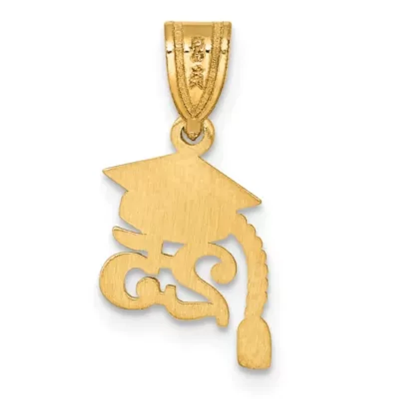 14K Yellow Gold Graduation Cap 25 with Dangling Tassle Charm