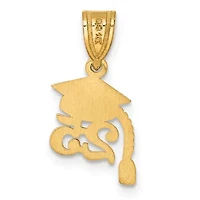 14K Yellow Gold Graduation Cap 25 with Dangling Tassle Charm