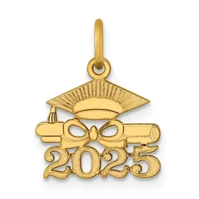 14K Yellow Gold Graduation Cap and Diploma 2025 Charm