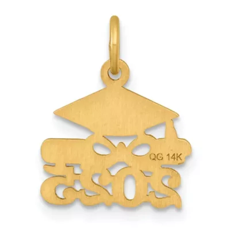 14K Yellow Gold Graduation Cap and Diploma 2025 Charm