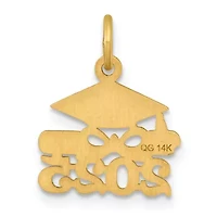 14K Yellow Gold Graduation Cap and Diploma 2025 Charm