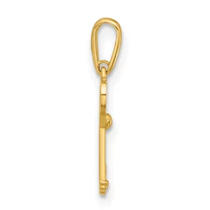 14K Yellow Gold Polished Heart Key Pendant