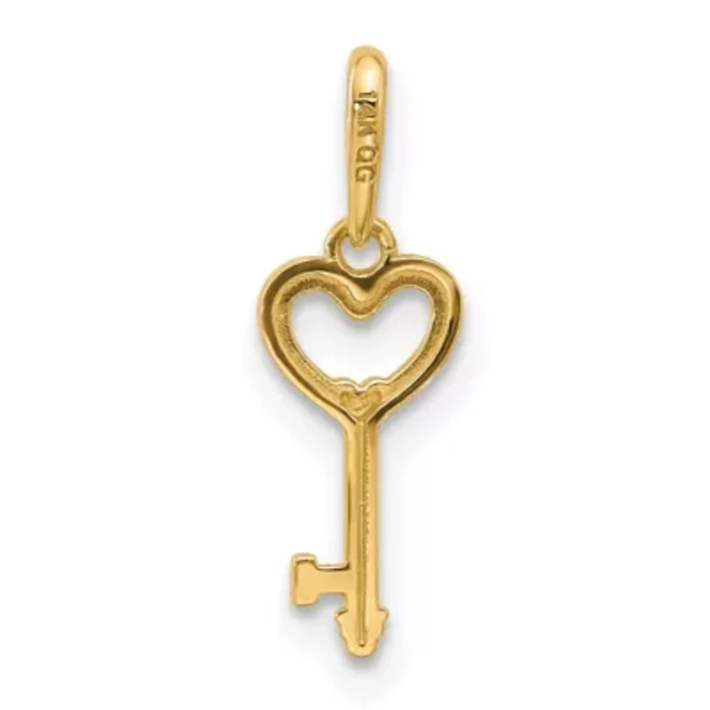 14K Yellow Gold Polished Heart Key Pendant
