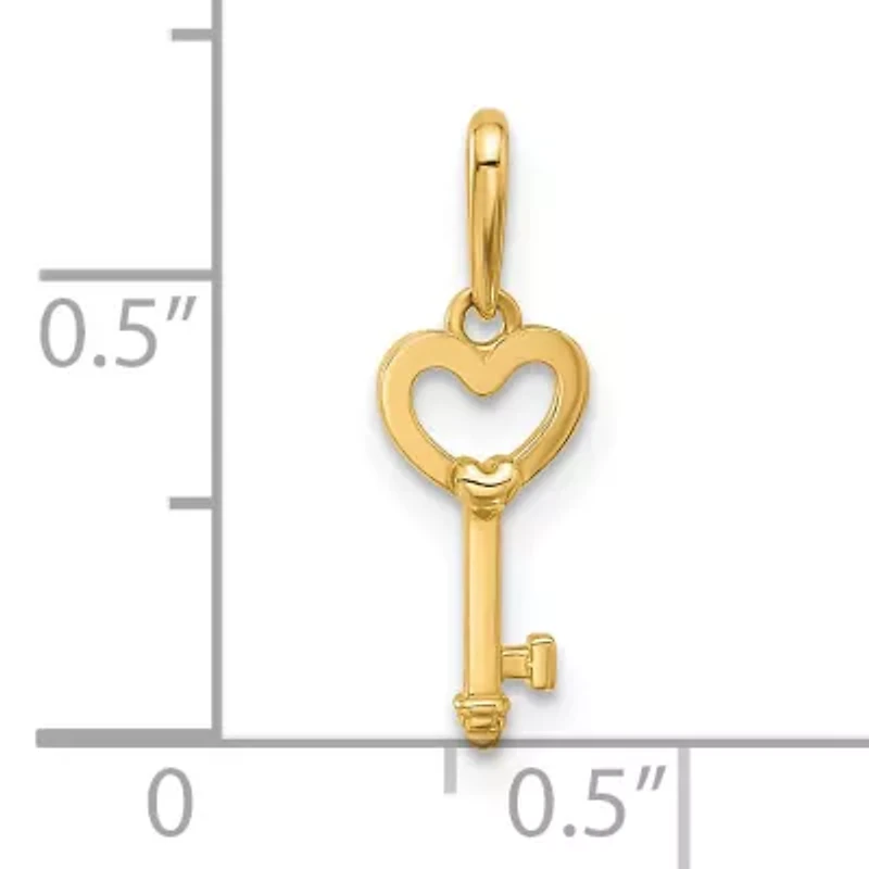 14K Yellow Gold Polished Heart Key Pendant