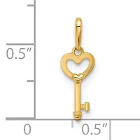 14K Yellow Gold Polished Heart Key Pendant