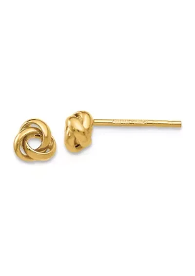 14K Yellow Gold Polished Knot Post Earrings