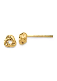14K Yellow Gold Polished Knot Post Earrings